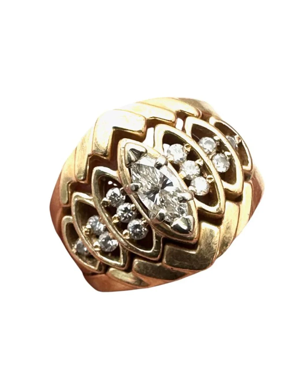 Vintage 14K Gold Diamond Cluster Ring Size 6.5